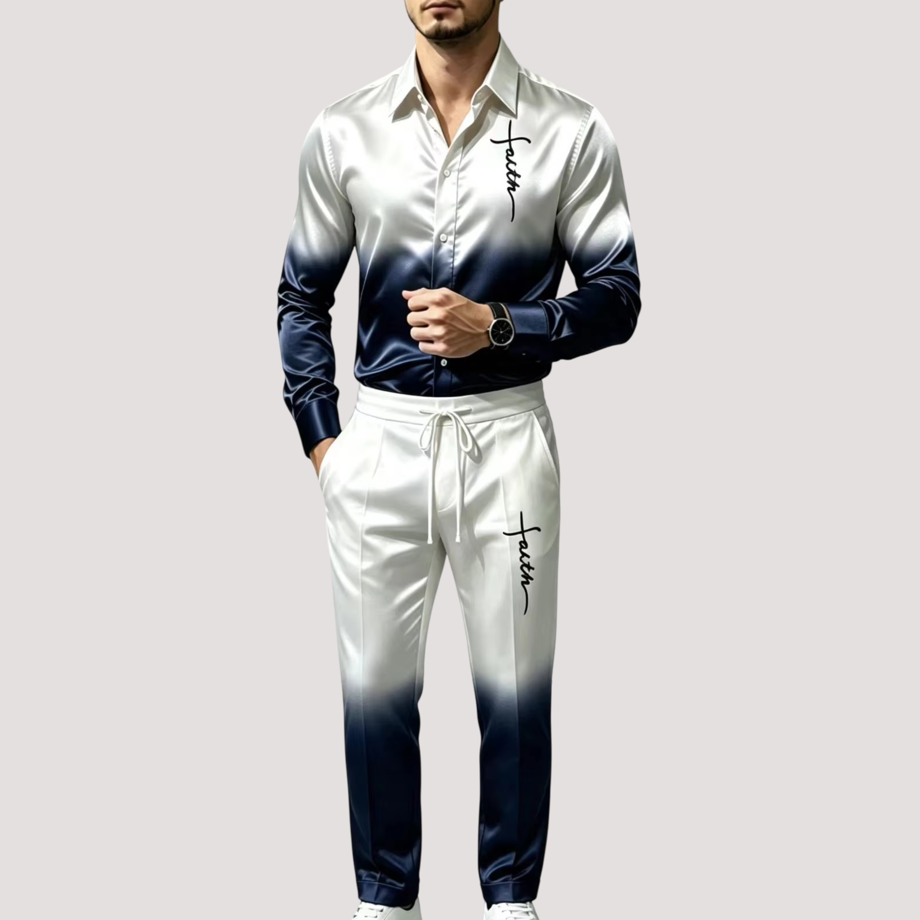 Men'S Fashion Advice - Men's Satin Silk Sports Suit Two-Piece