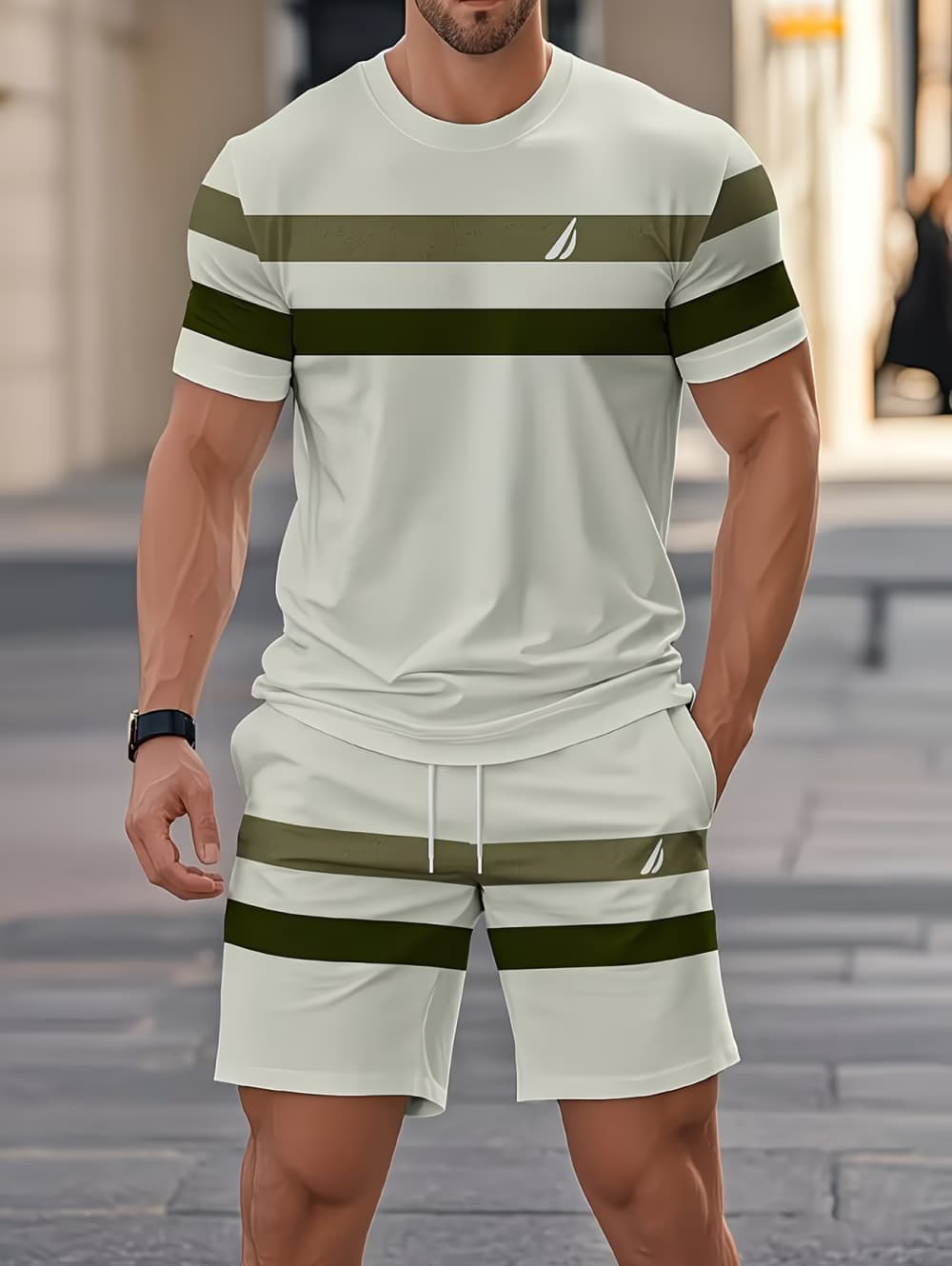 Men'S Fashion Advice - Men's Summer Sets Funny 3D Stripe