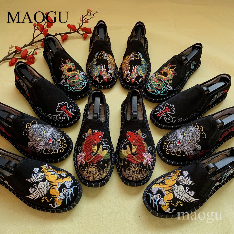 Men'S Fashion Loafers - Unisex Chinese Style Embroidery Slip-On Shoes