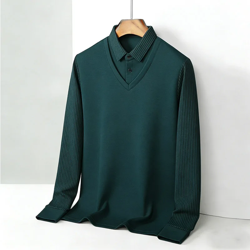 Mens Fashion Top - Men's Fake Two Piece Shirt Collar