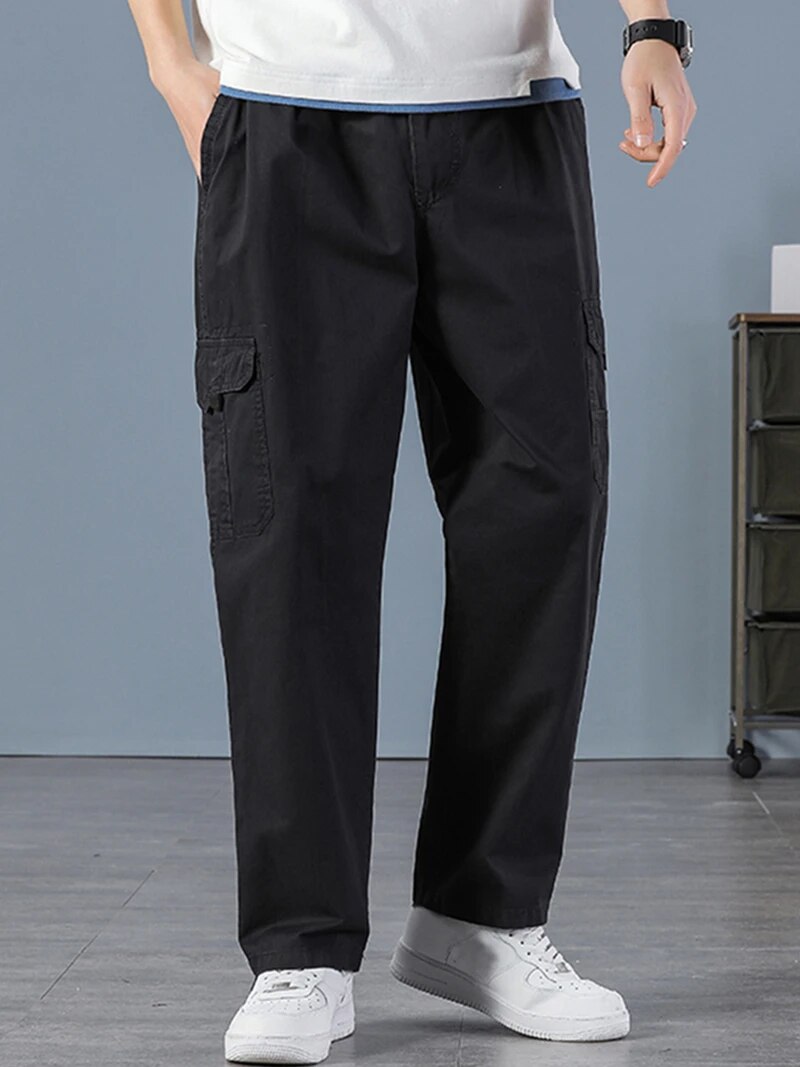 Men's 100% Cotton Straight Bla - Mens Fashion Cargo Pants ulasan dan harga