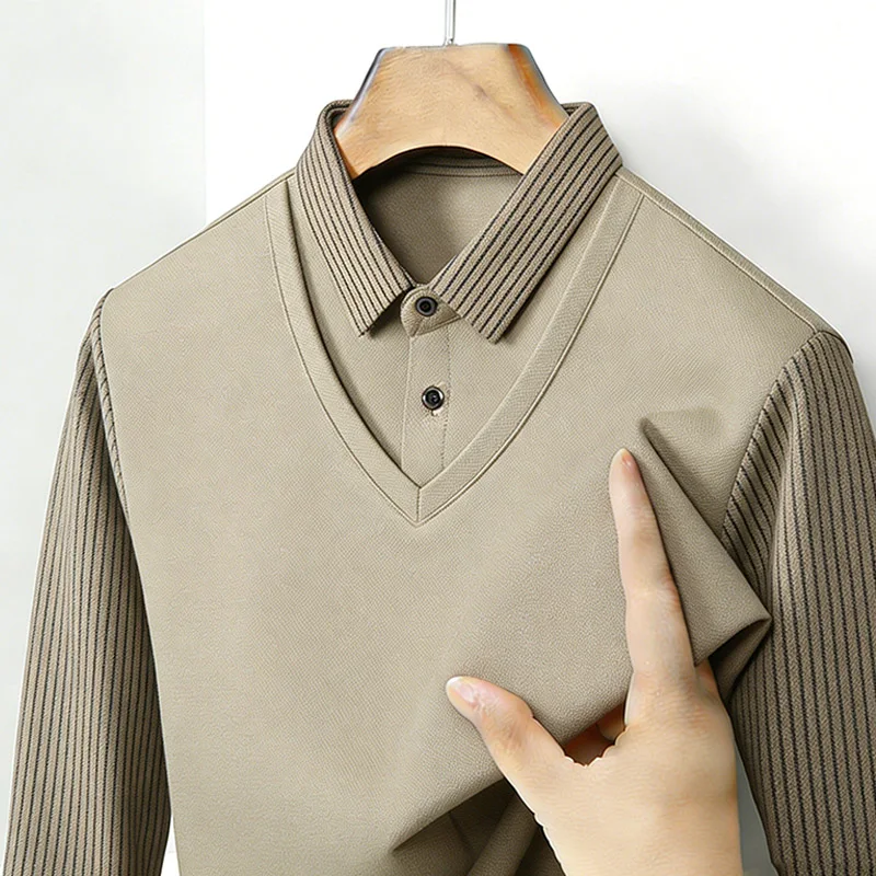 Men's Fake Two Piece Shirt Col - Mens Fashion Top ulasan dan harga