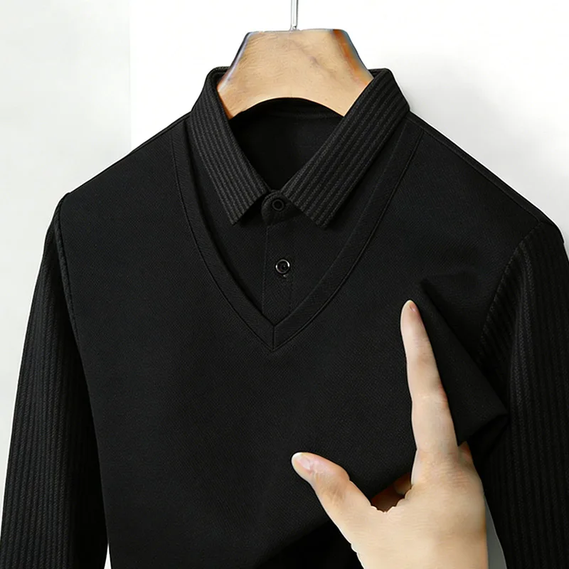 Men's Fake Two Piece Shirt Col - Mens Fashion Top ulasan dan harga