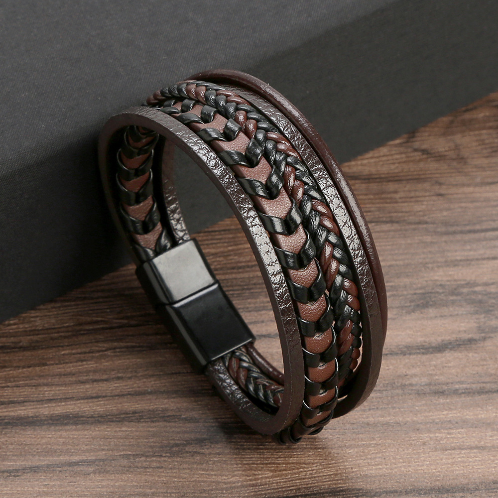Classic Men's Leather Bracelet - Mens Fashion Combination ulasan dan harga