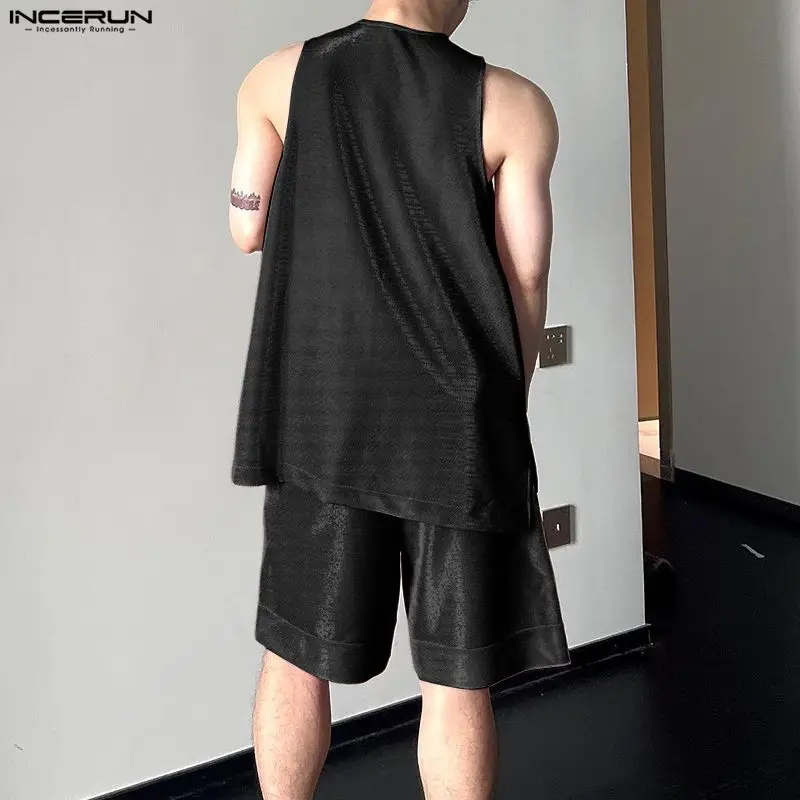INCERUN Men's Sets Shiny Solid - Mens Fashion Top ulasan dan harga
