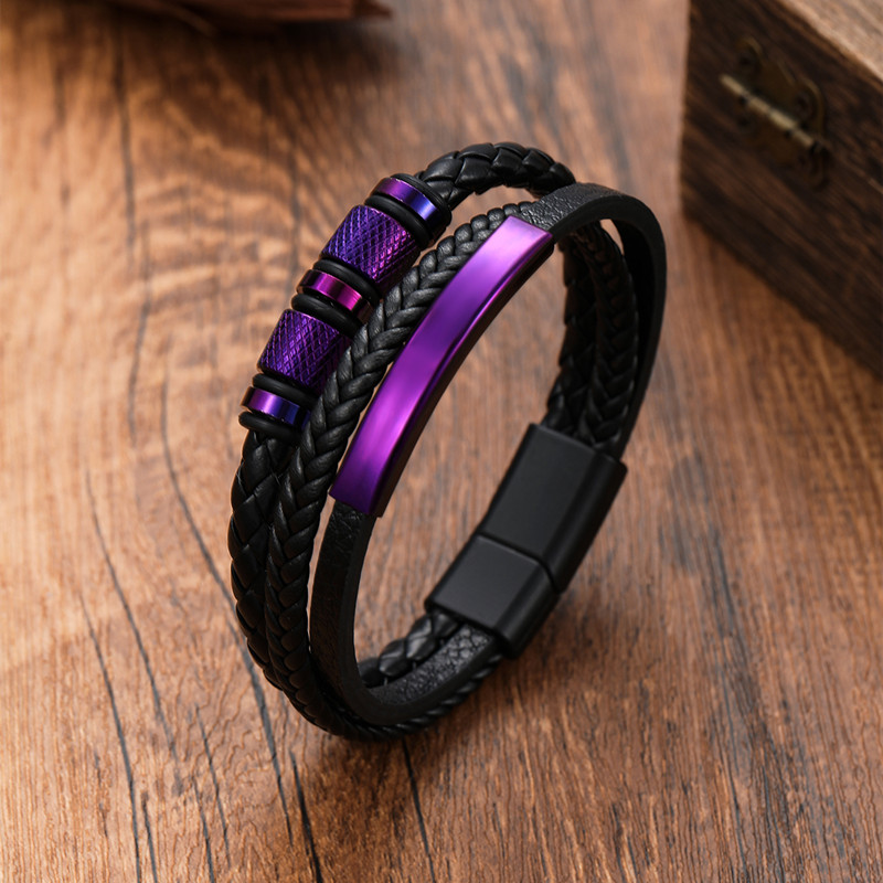 Classic Men's Leather Bracelet - Mens Fashion Combination ulasan dan harga
