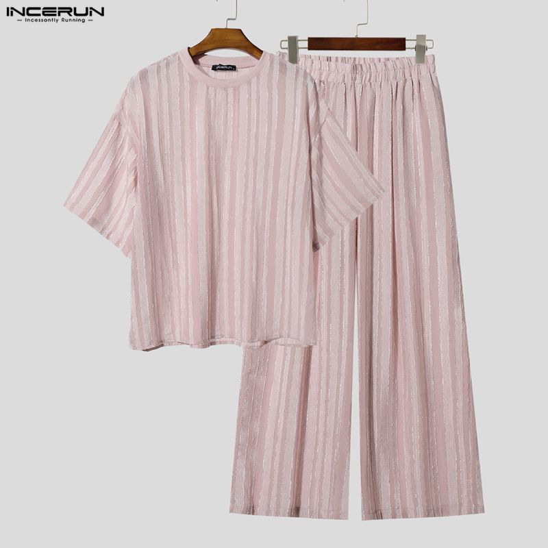 INCERUN Men's Sets Striped See - Men'S Fashion Advice ulasan dan harga