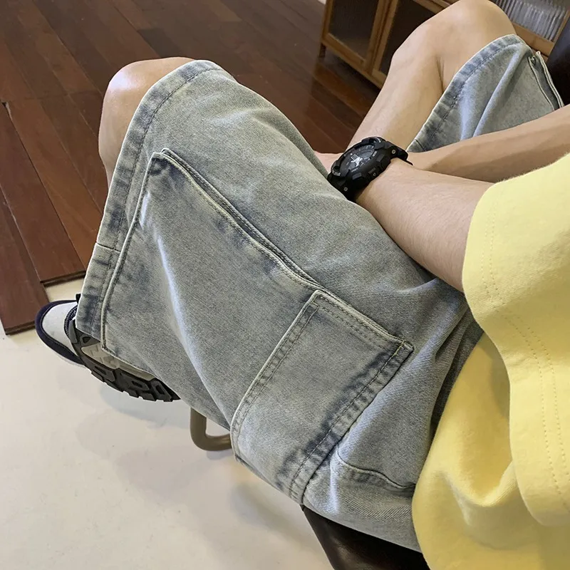 Korean Large Pocket Cargo Deni - Mens Fashion Cargo Pants ulasan dan harga