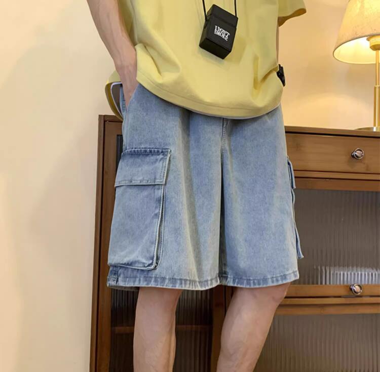 Korean Large Pocket Cargo Deni - Mens Fashion Cargo Pants ulasan dan harga