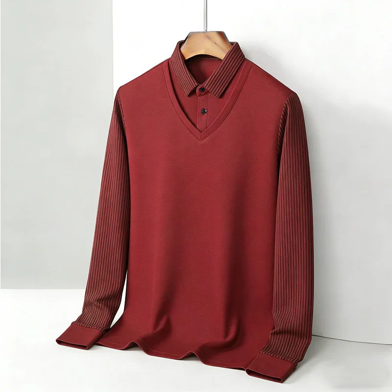 Men's Fake Two Piece Shirt Col - Mens Fashion Top ulasan dan harga