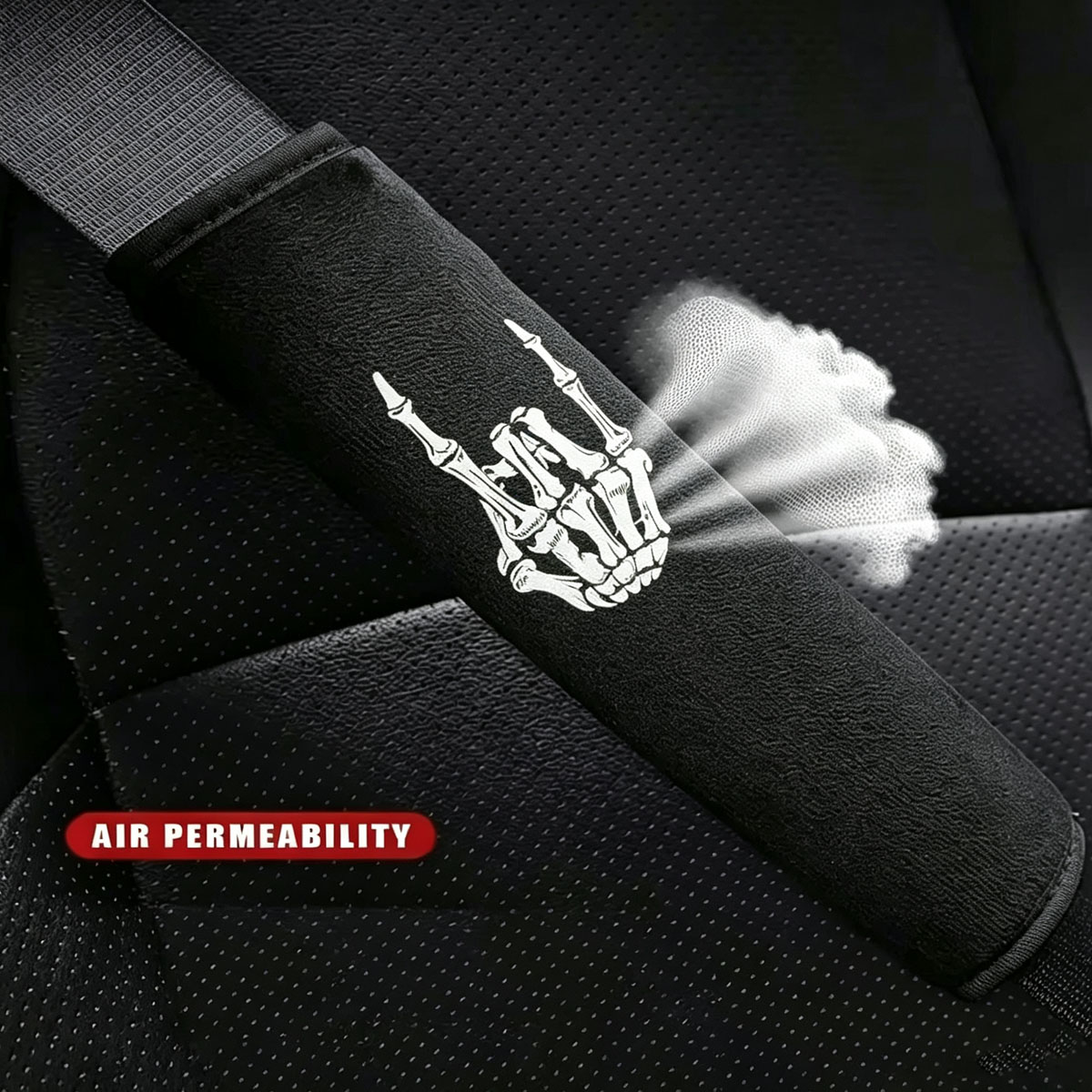Skull Gesture Print Car Seat B - Leather Belt Braided ulasan dan harga