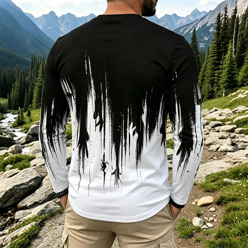 Men's Gradient Ink Splash Long - Mens Fashion Top ulasan dan harga