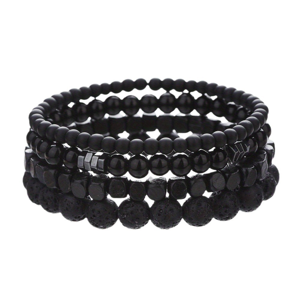 4Pcs/Set Black Gall Stone Volc - Mens Fashion Combination ulasan dan harga